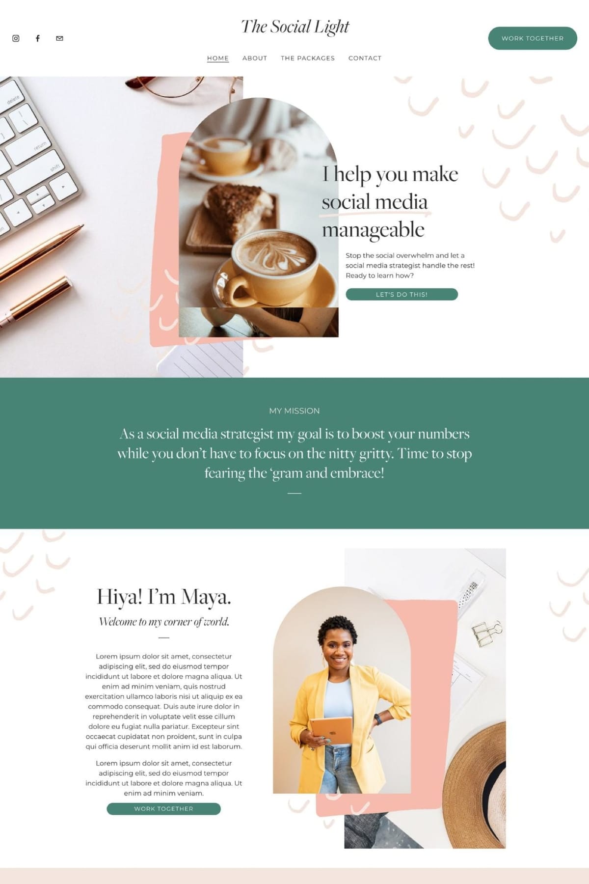 Social Light - Squarespace One-Page Template