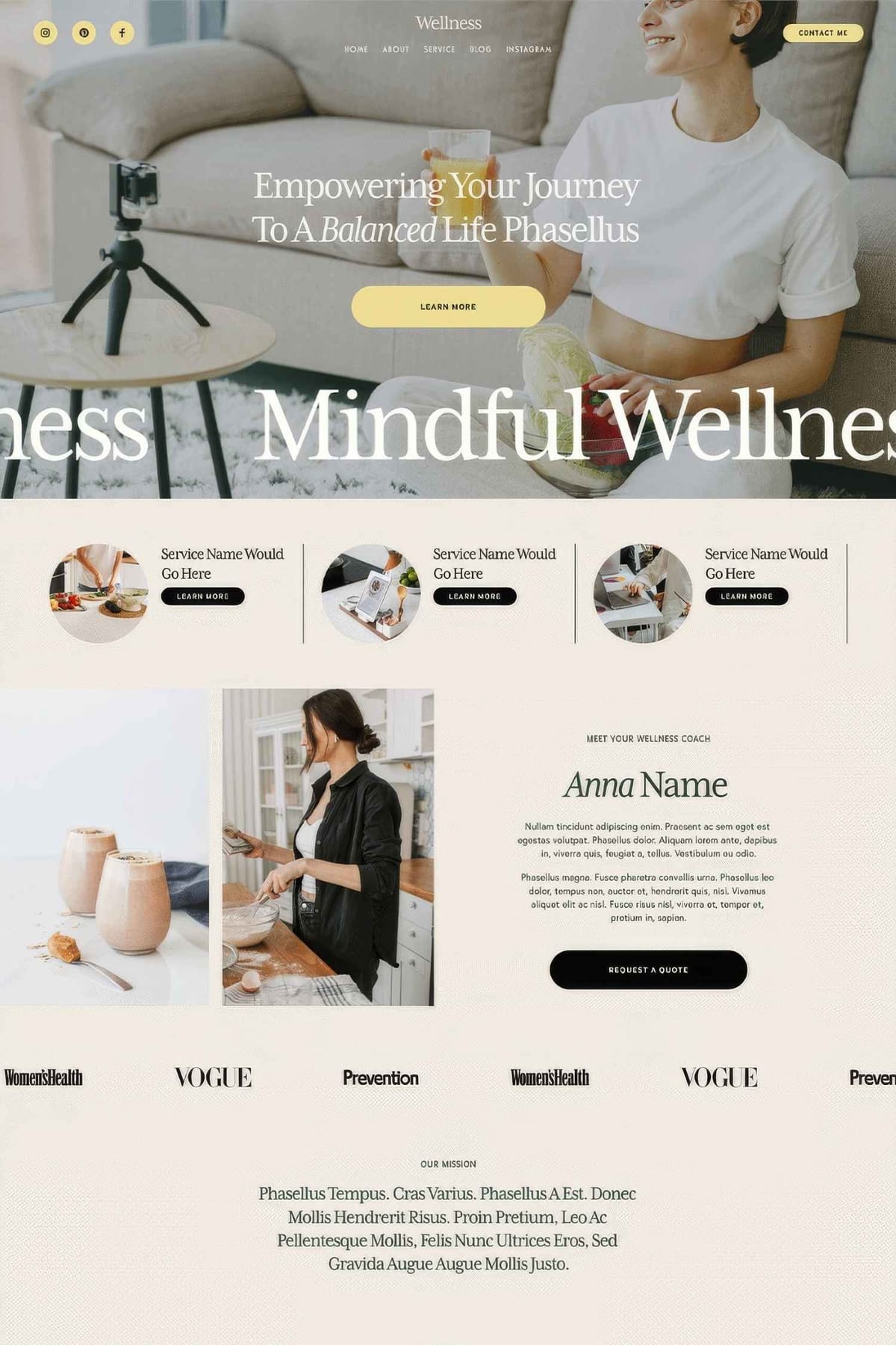 Wellness - Squarespace Template