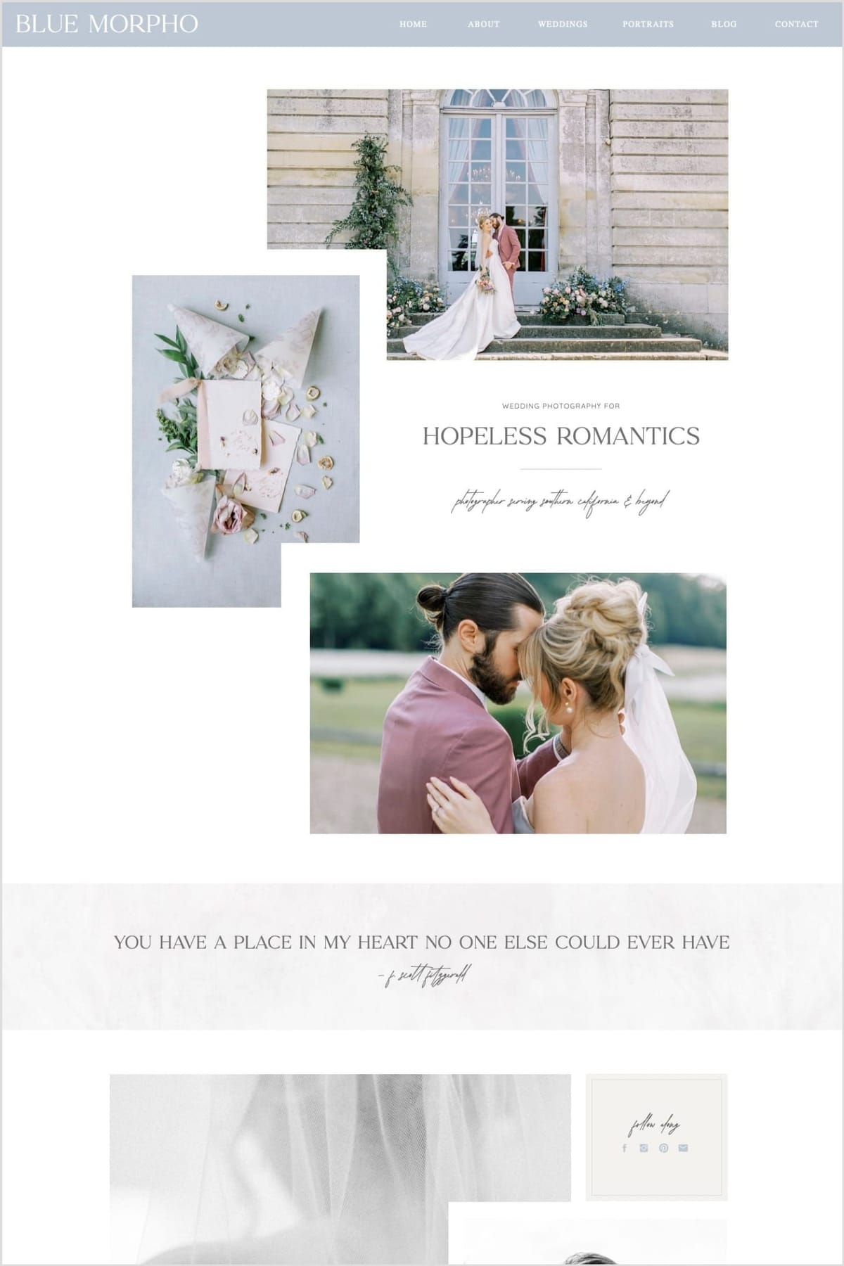 Blue Morpho Wedding Planning Showit Template