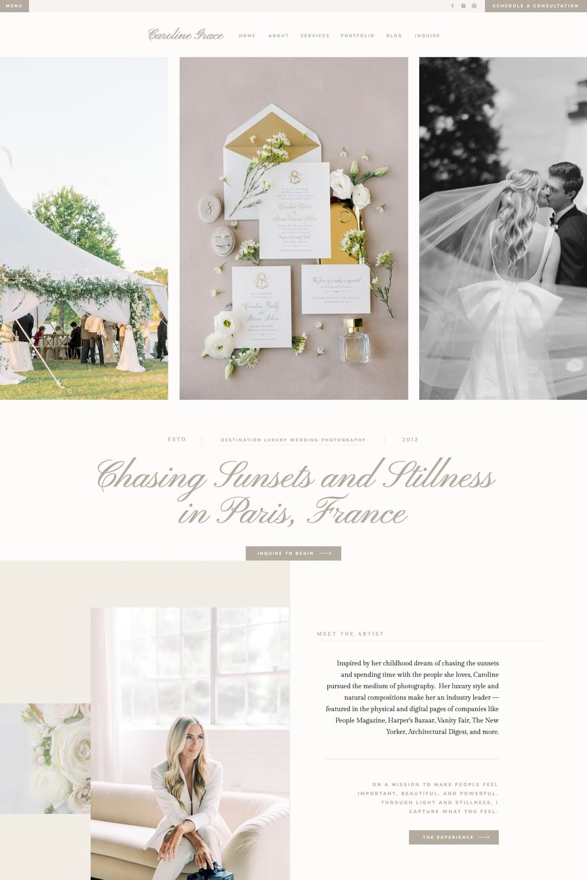 Caroline Grac - Wedding Planning Showit Template