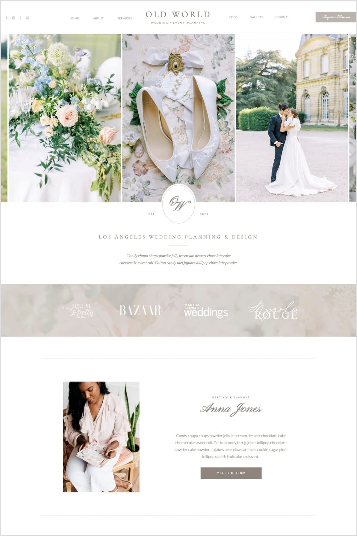 Old World Wedding Planning Showit Template