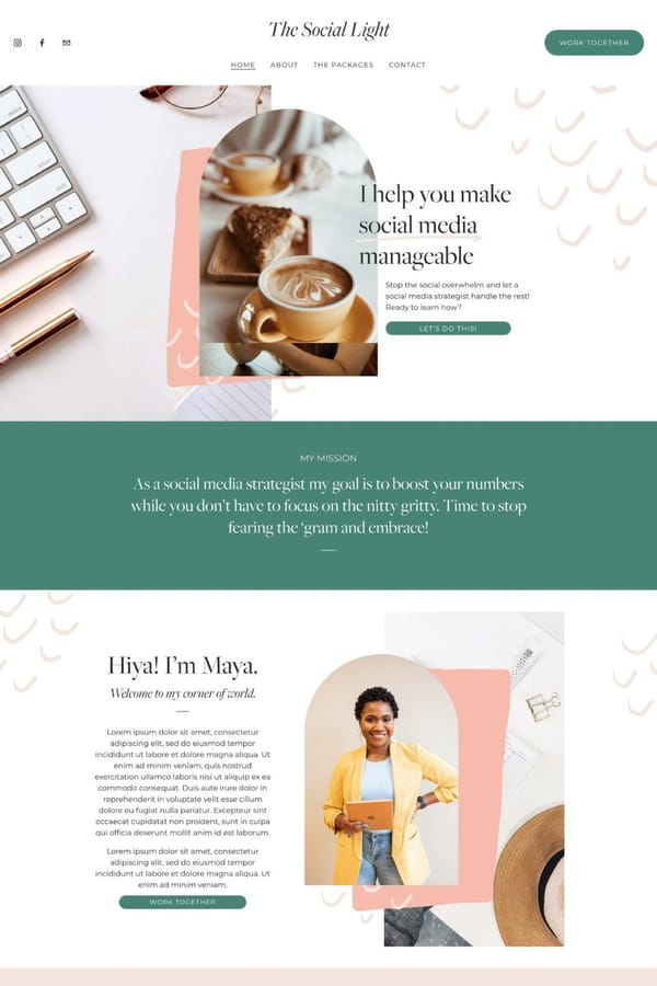 Social Light - Squarespace One-Page Template