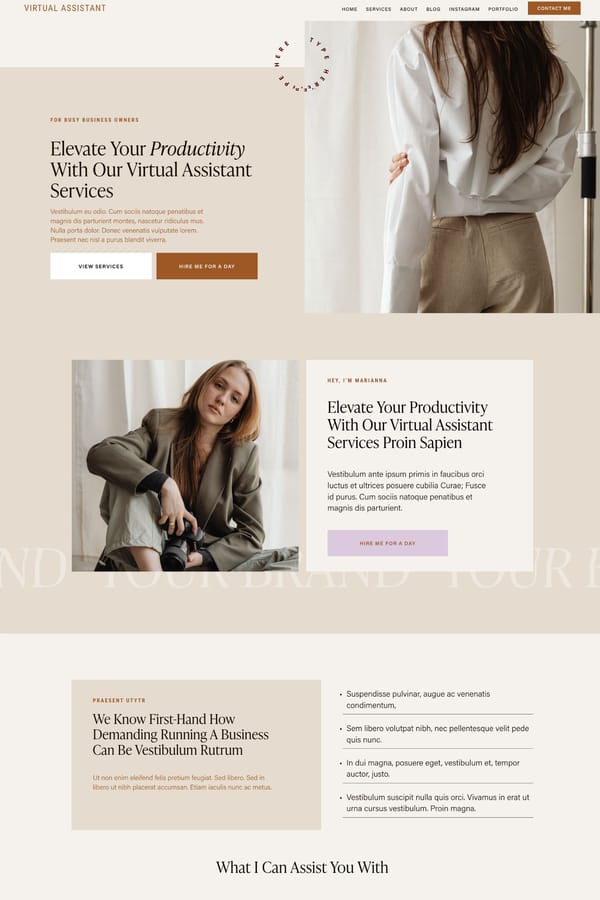 Virtual Assistant - Squarespace 7.1 Template